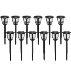 Aigostar Luces Solares Jardín 12 Pack, IP44, 6500K, L95*W95*H338mm