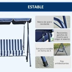 Columpio Balancín Jardín Outsunny Metal, Poliéster Y Tela Oxford Azul 172x110x153cm -Barbacoa Bliss Tienda 1fee48fb059c022d