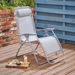 Silla Tumbona De Gravedad Cero Bergama Gris Goodhome 100 Kg
