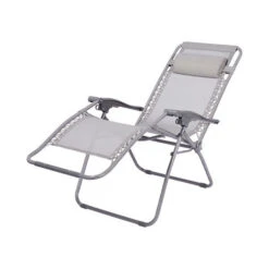 Silla Tumbona De Gravedad Cero Bergama Gris Goodhome 100 Kg -Barbacoa Bliss Tienda 5036581089801 23c BI