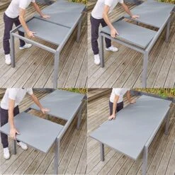 Mesa De Jardín Extensible Gris Moorea 75x90x140/200 Cm -Barbacoa Bliss Tienda 5059340124902 25c bi