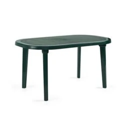 Mesa De Jardín Ovalada Verde 140x72x83 Cm