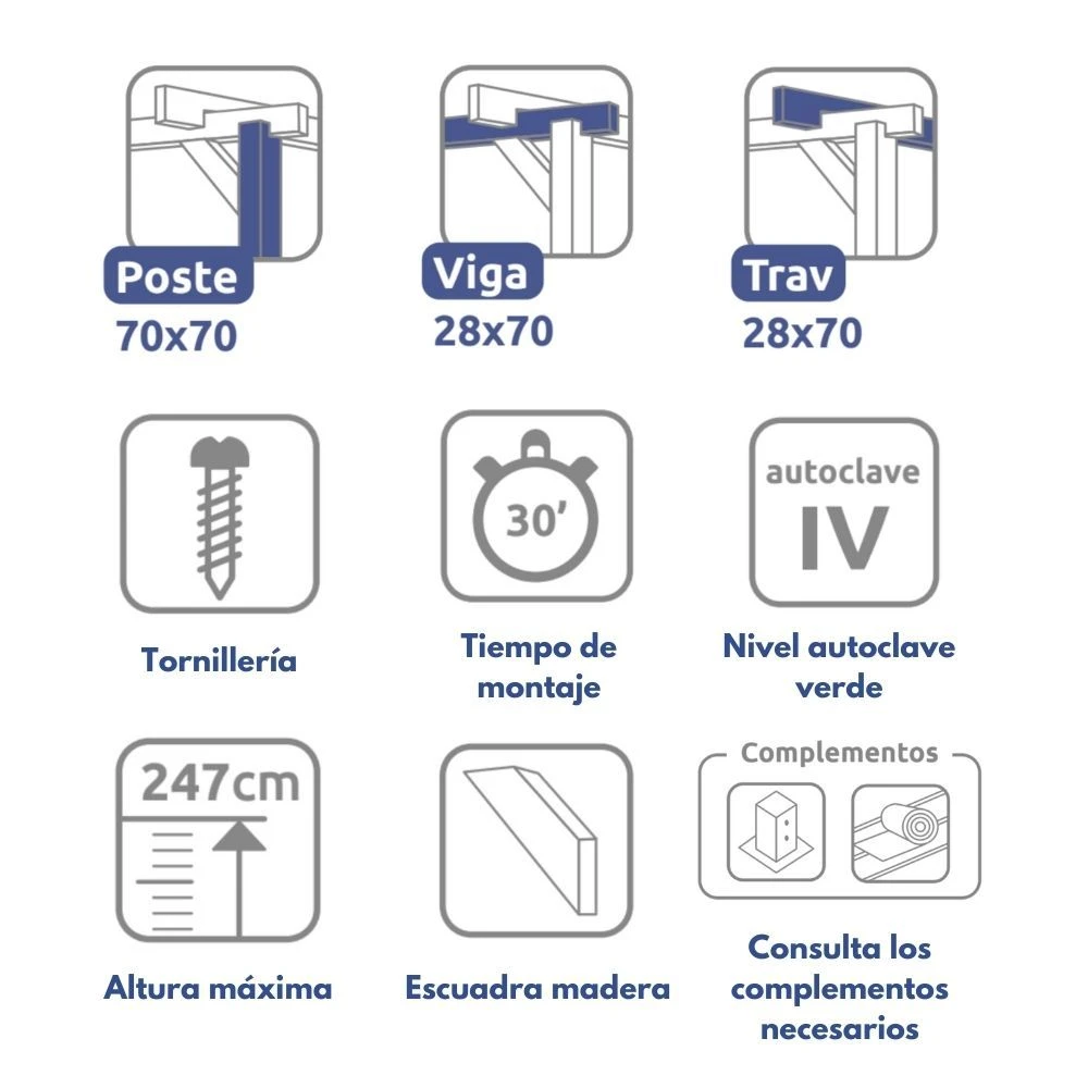 Pérgola Maciza - MARBELLA 600x300cm 2 Pérgola Maciza - MARBELLA 600x300cm - Image 2