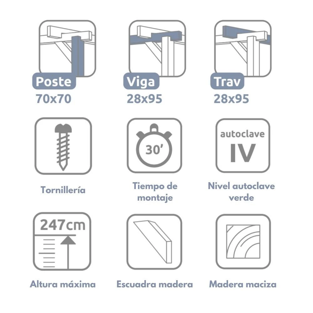 Pérgola Maciza Adosada - ZAMORA AD. 600x300cm 2 Pérgola Maciza Adosada - ZAMORA AD. 600x300cm - Image 2