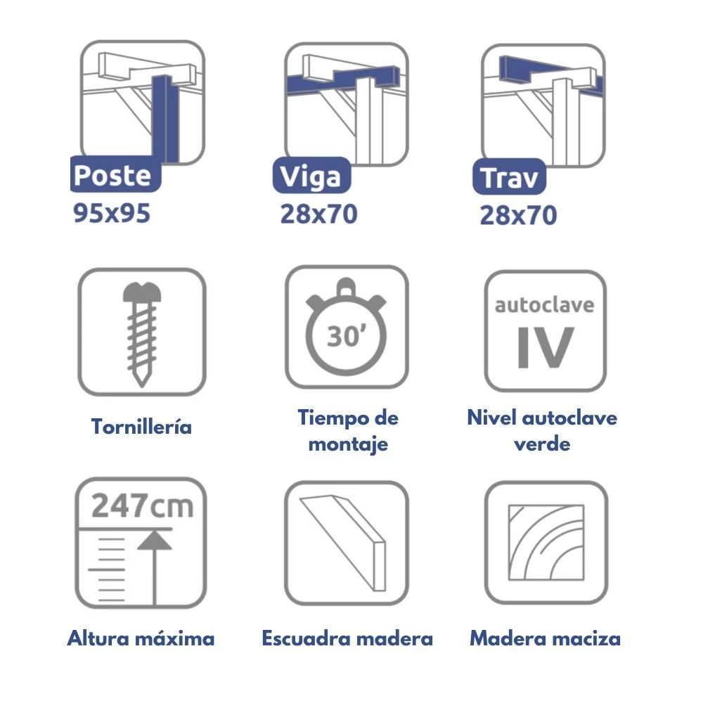 Pérgola Maciza - LEÓN 600x300cm 2 Pérgola Maciza - LEÓN 600x300cm - Image 2