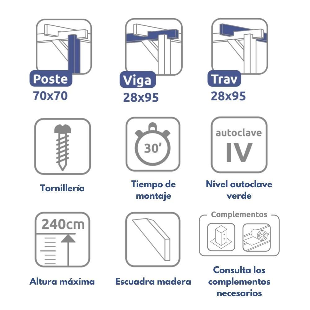 Pérgola Maciza - MATARÓ 510x300cm 2 Pérgola Maciza - MATARÓ 510x300cm - Image 2