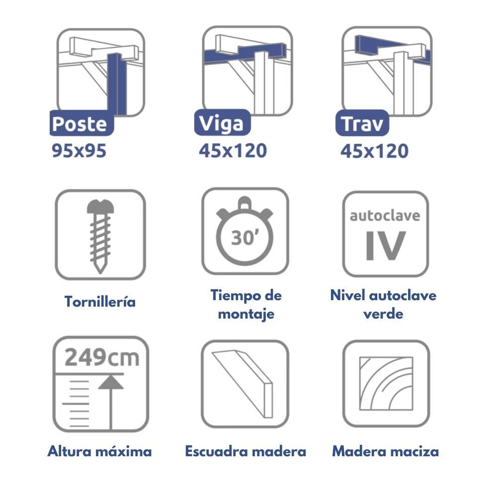 Pérgola Maciza - CAMBADOS 510x420cm 2 Pérgola Maciza - CAMBADOS 510x420cm - Image 2