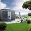 CASETA METALICA BIOHORT JARDIN HIGHLINE H3 DOBLE PUERTA COLOR GRIS OSCURO