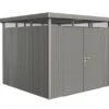 CASETA METALICA BIOHORT JARDIN HIGHLINE H1 DOBLE PUERTA COLOR GRIS CUARZO