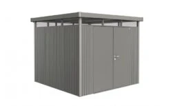 CASETA METALICA BIOHORT JARDIN HIGHLINE H1 DOBLE PUERTA COLOR GRIS CUARZO