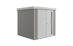 CASETA METALICA BIOHORT JARDIN NEO 1B DOBLE PUERTA COLOR GRIS CUARZO