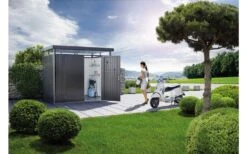 CASETA METALICA BIOHORT JARDIN HIGHLINE H4 DOBLE PUERTA COLOR GRIS CUARZO -Barbacoa Bliss Tienda 63896edad15d58.23456743