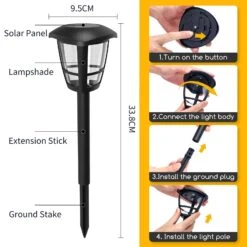 Aigostar Luces Solares Jardín 12 Pack, IP44, 6500K, L95*W95*H338mm -Barbacoa Bliss Tienda c410f1b5ee2558c3