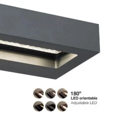 Aplique De Exterior LED Rivas Rectangular Orientable Negro IP54 Wonderlamp -Barbacoa Bliss Tienda e44eea19a8e85450