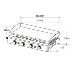 Plancha De Gas VALENCIA - 4 Quemadores 10kW -Barbacoa Bliss Tienda e7fffaf9ce97d0fa