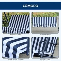 Columpio Balancín Jardín Outsunny Metal, Poliéster Y Tela Oxford Azul 172x110x153cm -Barbacoa Bliss Tienda e853de913761e19c