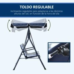 Columpio Balancín Jardín Outsunny Metal, Poliéster Y Tela Oxford Azul 172x110x153cm -Barbacoa Bliss Tienda fded257101d861fe